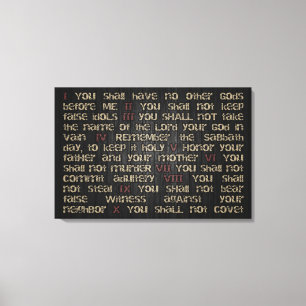 10 geboden op Dark Wood 30 x 20-inch canvas Wrap Afdruk