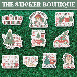 10 in een Schattige feestelijk groovy kerst Collec Sticker