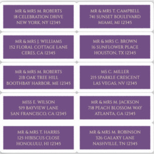 10 Individuele Gast Naam Adres Mystiek Paarse Sticker