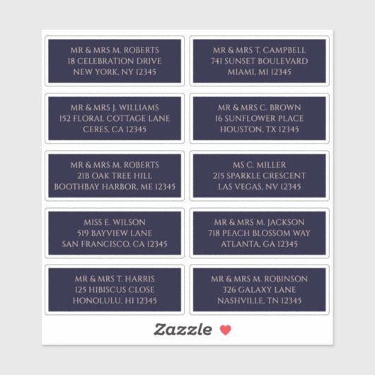 10 Individuele Gast Naam Adres Mystieke Marine Sticker (Vel)