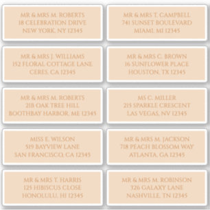 10 Individuele Naam van de gast Adres Champagne Go Sticker