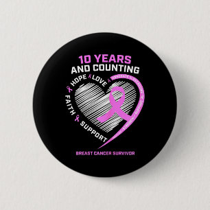 10 jaar borstkanker overlevende geschenken voor vr ronde button 5,7 cm