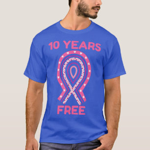 10 jaar borstkanker overlevende roze harten lint t-shirt