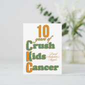 10 jaar Crush Kinder Kanker Briefkaart (Staand voorkant)