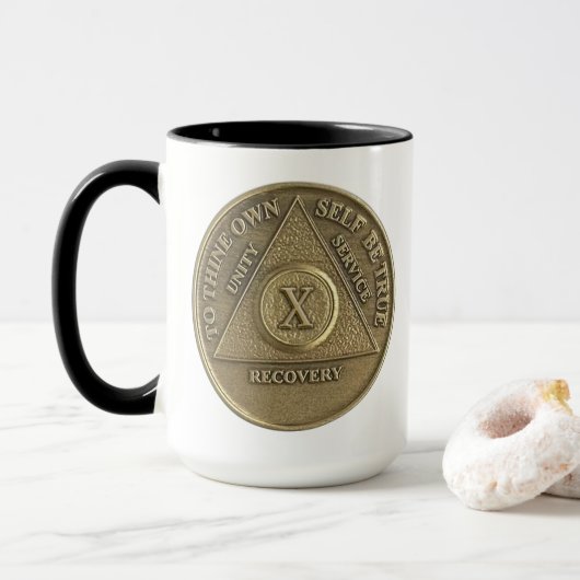 10 Jaar CUSTOM NAAM Sober Munt Jubileum Mok (Met donut)