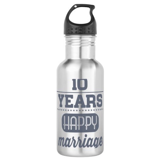 10 jaar gelukkig huwelijk waterfles (Voorkant)