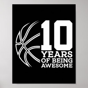 10 JAAR GEWELDIGE BASKETBAL 10E VERJAARDAG POSTER
