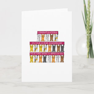 10 jaar Jubileum Cartoon katten Kaart