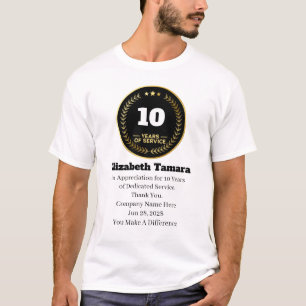 10 jaar Jubileum voor werk Personeelswaardering T-shirt