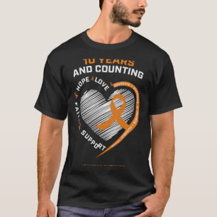 10 jaar kankervrij geschenk Oranje leukemie overle T-shirt