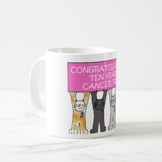 10 jaar kankervrij Jubileum Koffiemok (Voorkant links)