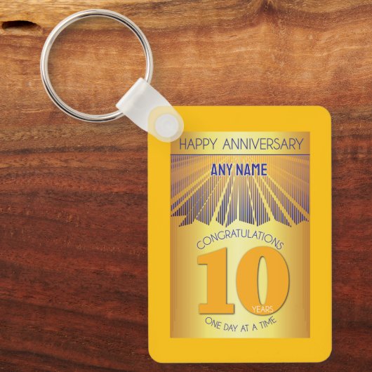 10 Jaar Nuchter Jubileum | Gouden Straal 12 Stappe Sleutelhanger (Voorkant)