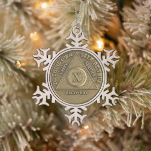 10 Jaar Nuchter Jubileummedaille Tin Sneeuwvlok Ornament