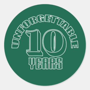 10 jaar onvergetelijk ronde sticker