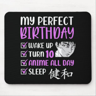 10 jaar oud Anime Birthday Party 10th Boy Girl Ten Muismat