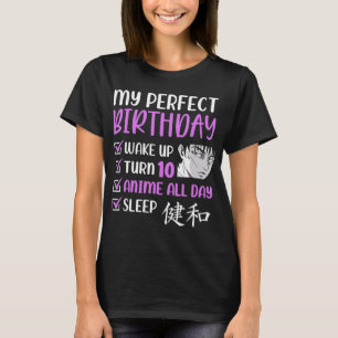 10 jaar oud Anime Birthday Party 10th Boy Girl Ten T-shirt