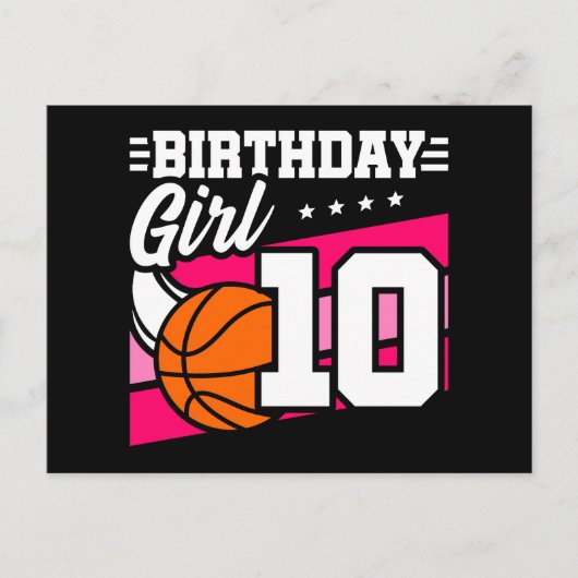 10 Jaar Oud Basketbalfeest 10e Verjaardag Meisje Briefkaart (Voorkant)
