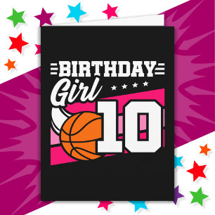 10 Jaar Oud Basketbalfeest 10e Verjaardag Meisje Kaart