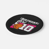 10 Jaar Oud Basketbalfeest 10e Verjaardag Meisje Papieren Bordje (Gekanteld)
