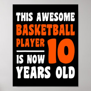 10 Jaar Oud Gelukkig 10e Verjaardag Basketbal 10e Poster