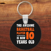 10 Jaar Oud Gelukkig 10e Verjaardag Basketbal 10e  Sleutelhanger (Voorkant)