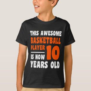10 Jaar Oud Gelukkig 10e Verjaardag Basketbal 10e T-shirt