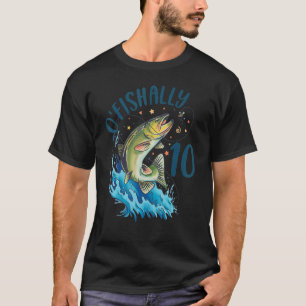 10 Jaar Oud Gevist Verjaardag 10e Bass Fish Boy Gi T-shirt