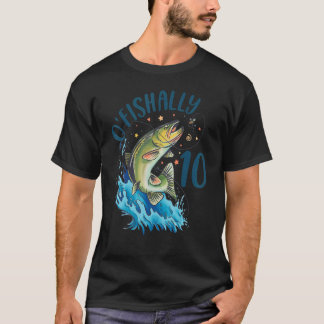 10 Jaar Oud Gevist Verjaardag 10e Bass Fish Boy Gi T-shirt