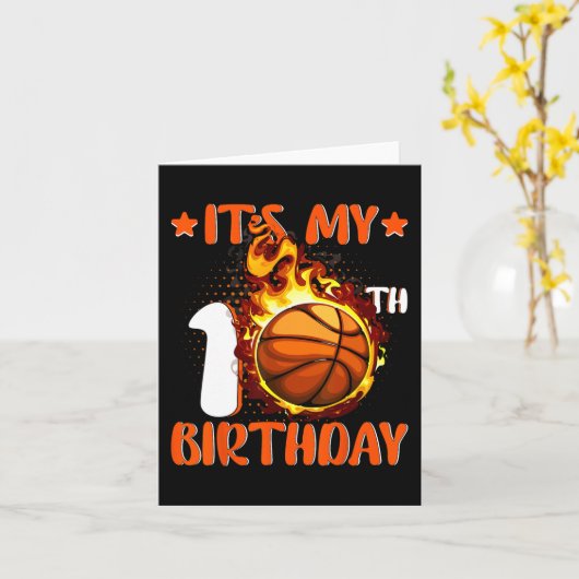 10 jaar oud Het is mijn 10e verjaardag Basketball Kaart (Gele Bloem)