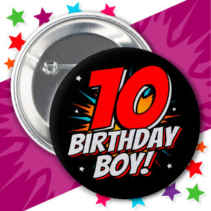 10 Jaar Oud Superheld Verjaardag Jongen 10e Verjaa Ronde Button 5,7 Cm