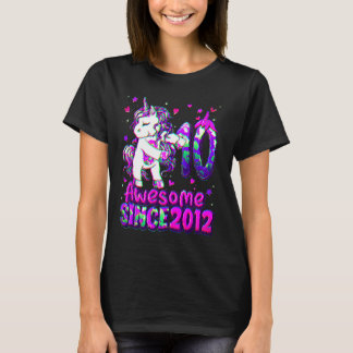 10 jaar oud Unicorn Flossing 10th Birthday Girl U T-shirt