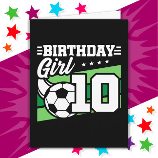 10 Jaar Oud Voetbal Football 10e Verjaardag Meisje Kaart