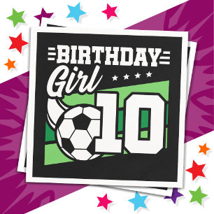 10 Jaar Oud Voetbal Football 10e Verjaardag Meisje Servet