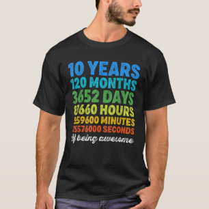 10 jaar oude 10e verjaardag retro countdown t-shirt