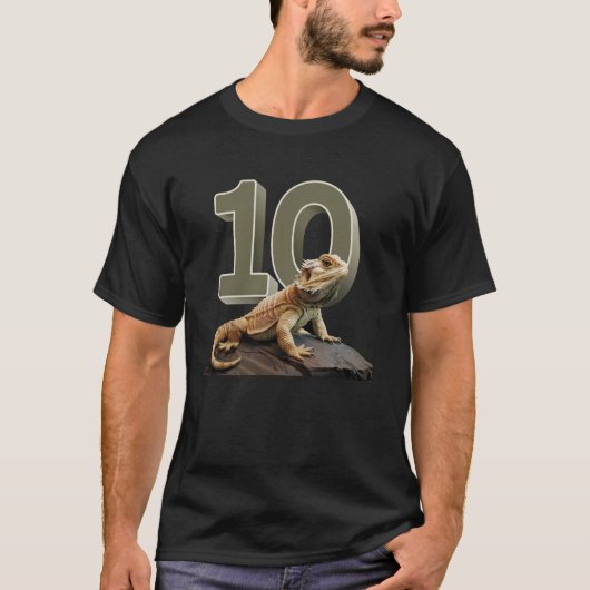 10 jaar oude baardagreptiel 10e verjaardag p t-shirt (Voorkant)