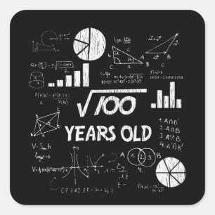 10 jaar oude Bday Geeky Wiskunde 10e verjaardagsca Vierkante Sticker