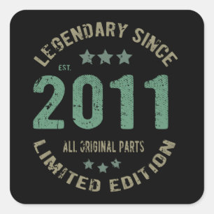 10 jaar oude dag 2011 Legend sinds 10e verjaardag Vierkante Sticker