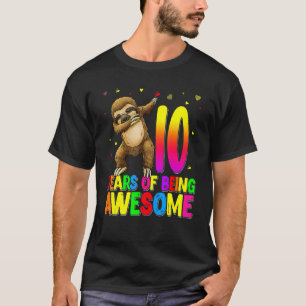 10 jaar oude geboorte Sloth Dabbing 10th Birthday T-shirt