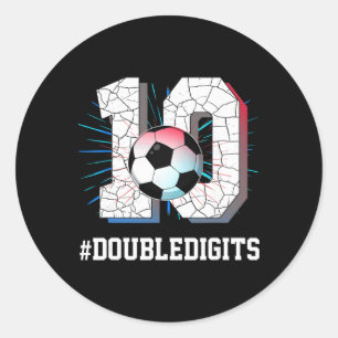 10 jaar oude jongen 10 dubbele cijfers verjaardag  ronde sticker