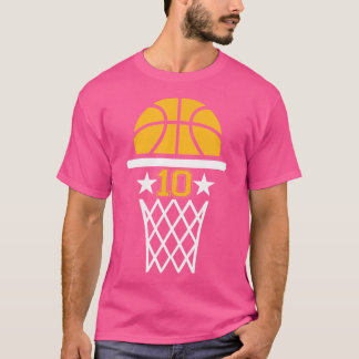 10 jaar oude jongen 10e verjaardag basketbal thema t-shirt