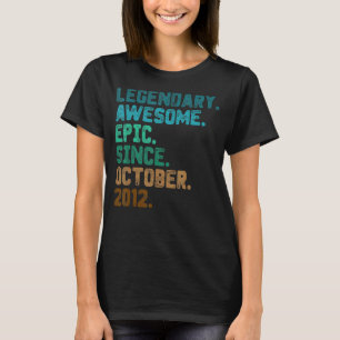 10 jaar oude leggende sinds oktober 2012 10e geboo t-shirt