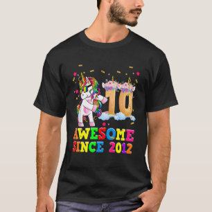 10 jaar oude meisjes Unicorn Flossa 10th Birthday  T-shirt