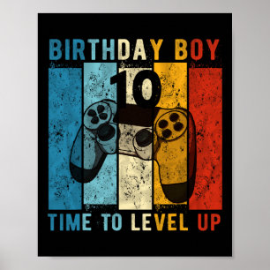 10 jaar oude verjaardag jongen 10 keer naar niveau poster