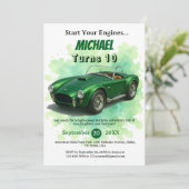 10 Jaar Oude Verjaardag Party Green Racing Car Kaart (Staand voorkant)