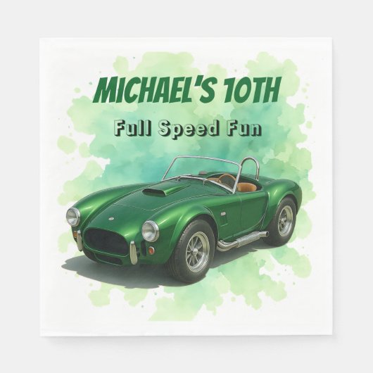 10 Jaar Oude Verjaardag Party Green Racing Car Servet (Voorkant)