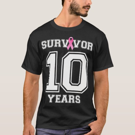 10 jaar overlevende borstkanker voor vrouwen roze t-shirt (Voorkant)