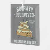 10 jaar service overleden 10 jaar werk glas ornament (Voorkant links)