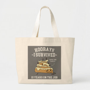 10 jaar service overleden 10 jaar werk grote tote bag