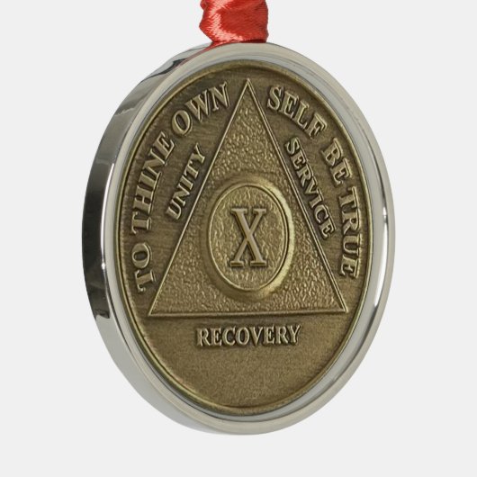 10 jaar Sober Jubileum Medallion Metalen Ornament (Rechts)