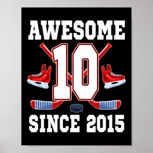 10 Jaar Verjaardag IJshockey Thema Geweldig Sinc Poster